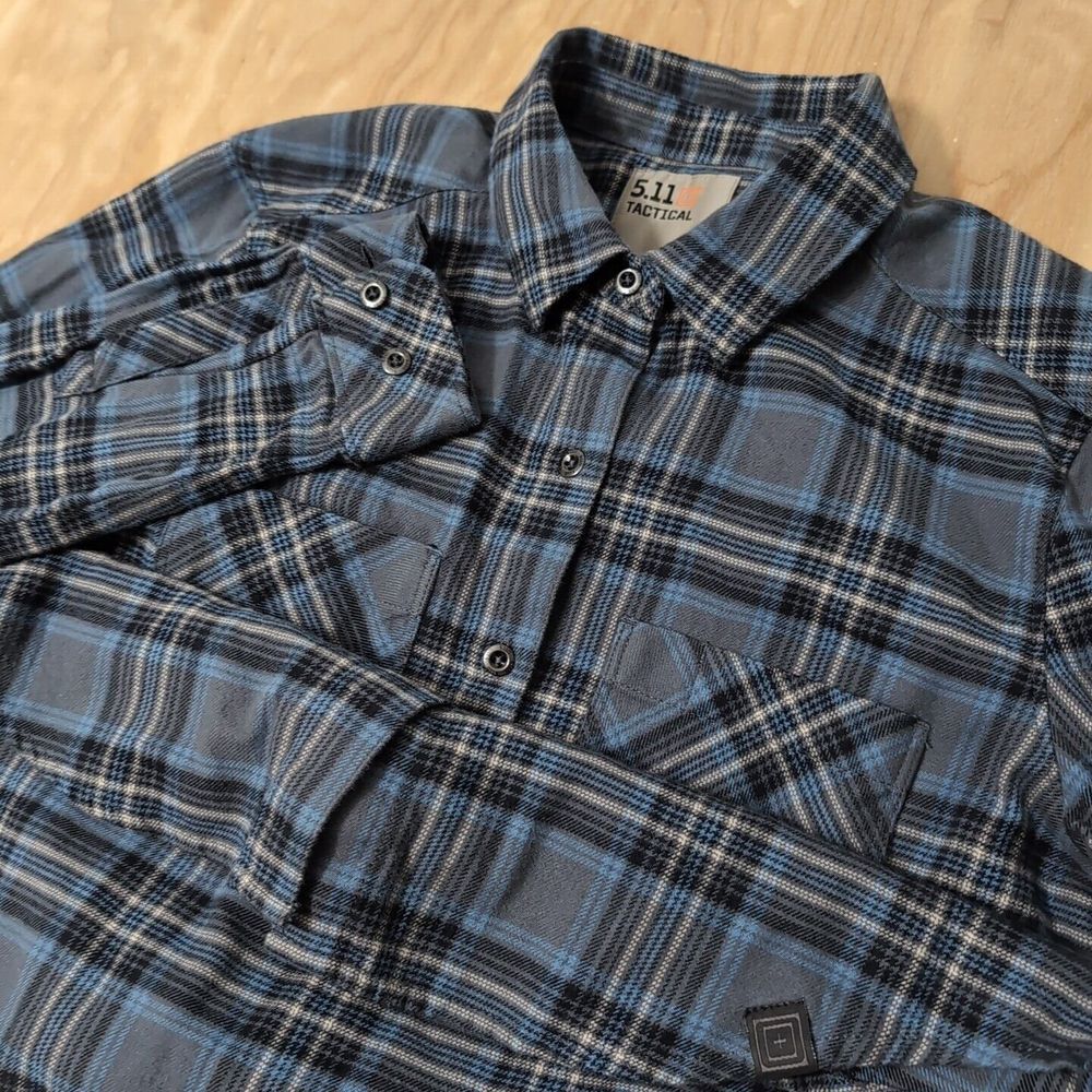 5.11 Tactical Blue Plaid‎ Flannel Long Sleeve Button Shirt - Women's Sz S